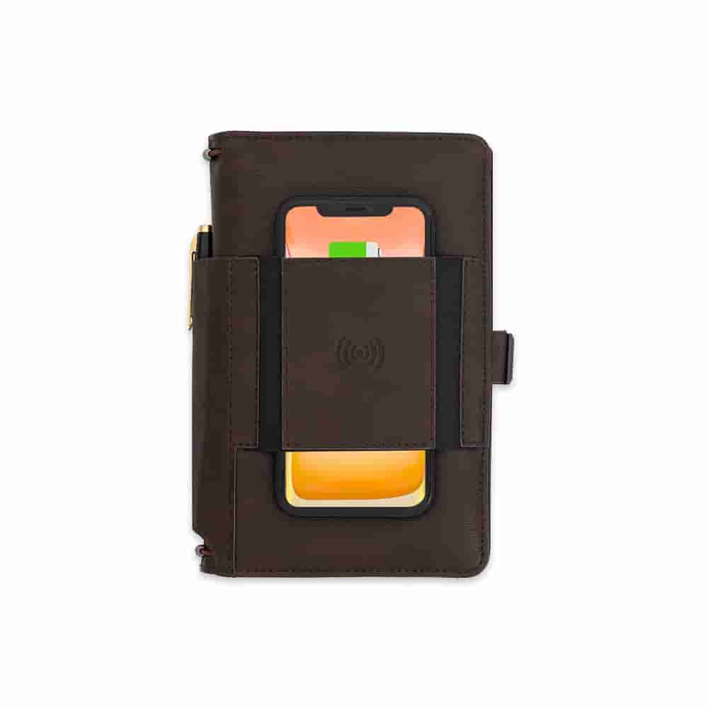 Pennline Superbook-Mini Organiser Wireless Charging with Power Bank Brown