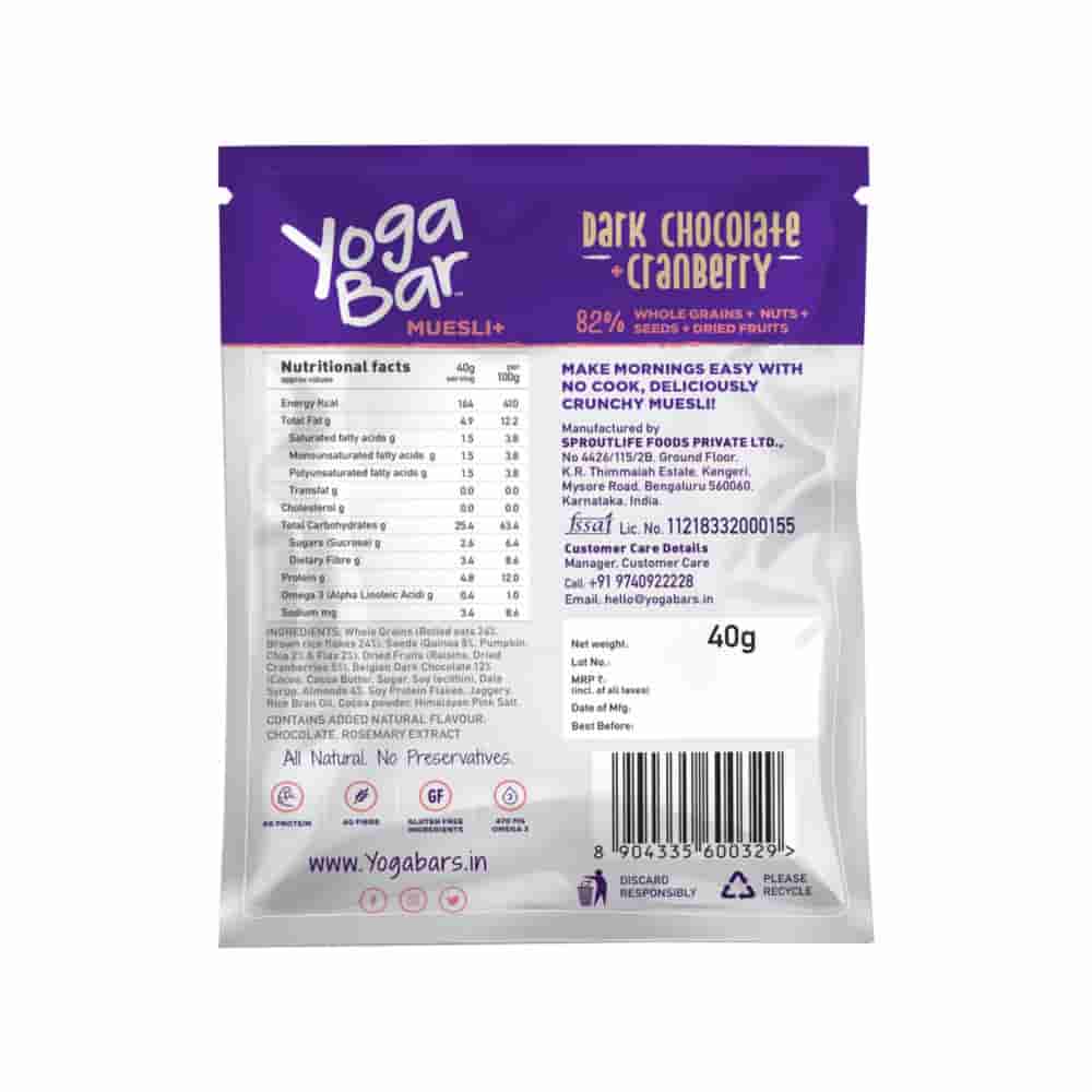 Yoga Bar Dark Chocolate + Cranberry Muesli (40g)