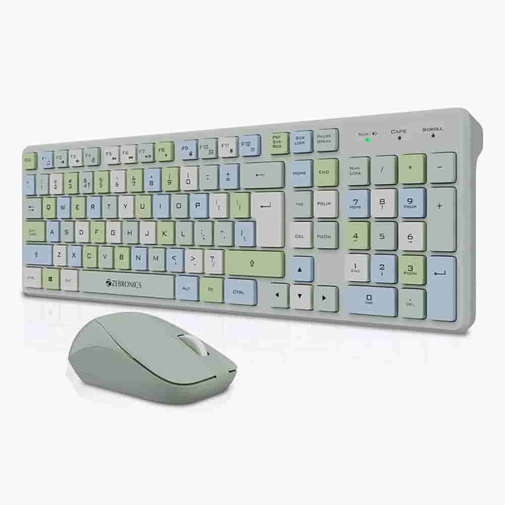 Zebronics Wireless Keyboard Mouse Set 2.4GHz Nano Receiver