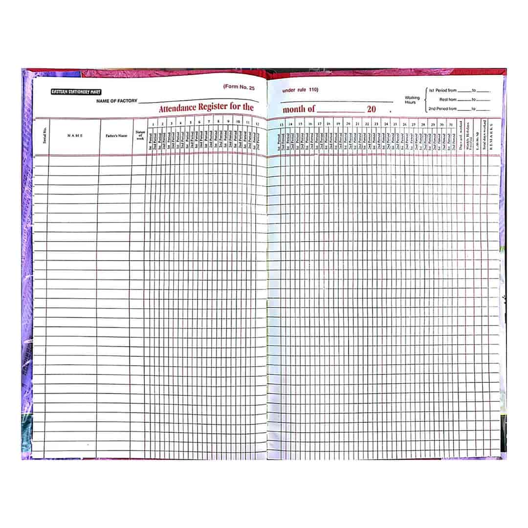 Attendence Register 2Q Assorted Note