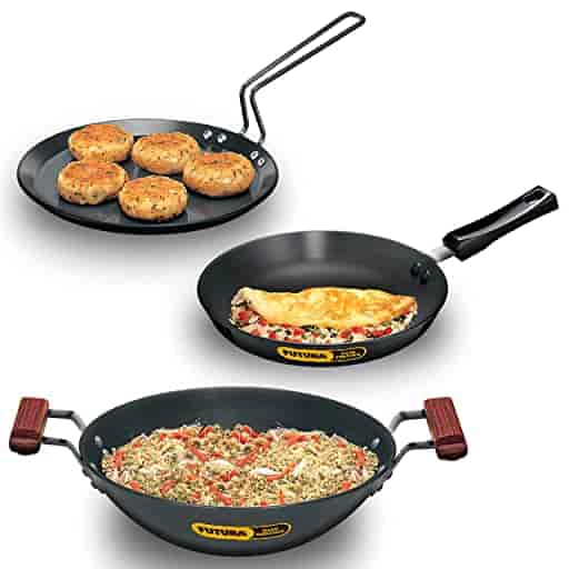 Hawkins ASET2 (Flat Tava, Frying Pan, Kadhai) Cookware Set