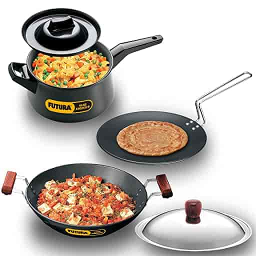 Hawkins ASET3 Futura Cookware Set 3 (Tava, Kadhai, Handi Saucepan)