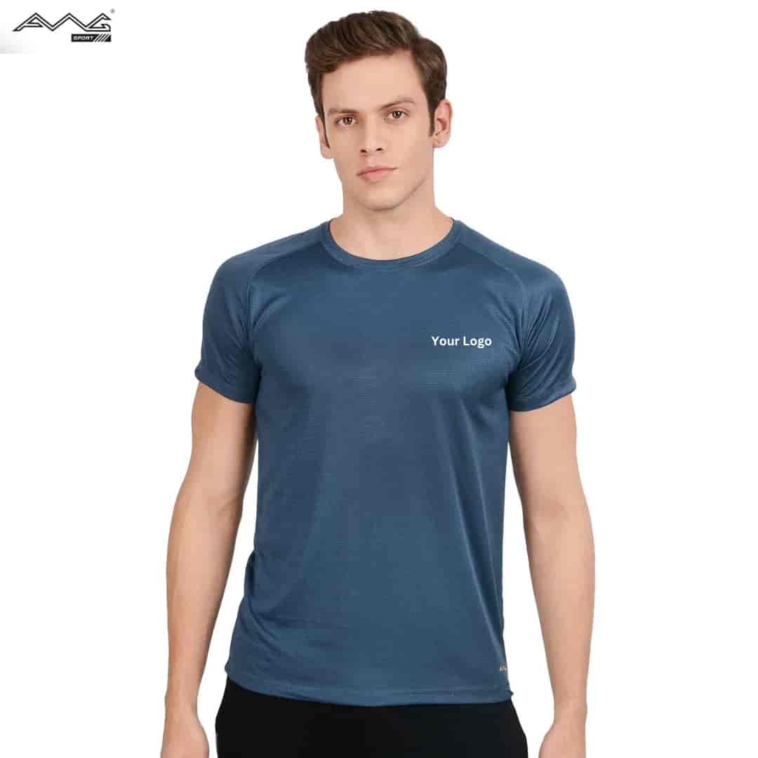 Awg I-Run Micro Dry Fit Round Neck T Shirt Blue