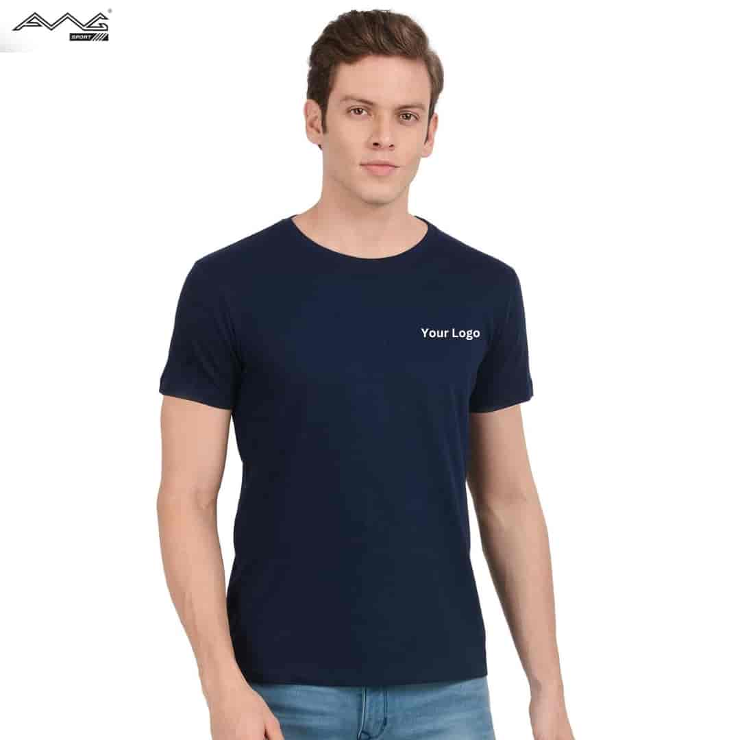 Awg Cotton Round Neck Super Bio T Shirt Navy Blue