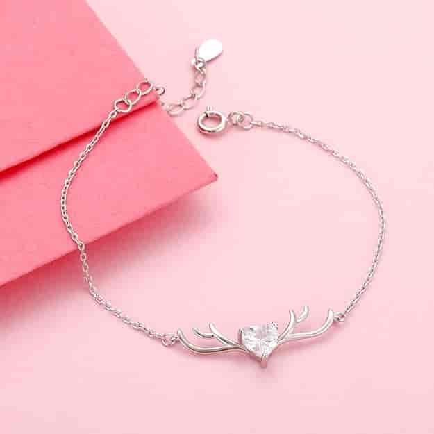 Silver Deer Heart Bracelet
