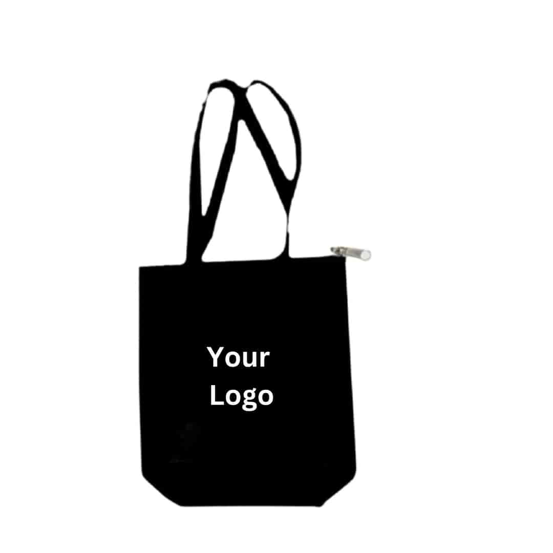 Cotton Tote Bag Black With Zipper