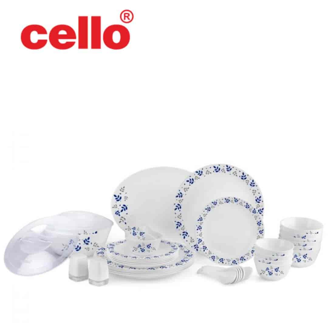 Cello Zarah Ds 37 Pcs - Blue Foliage: Nature-Inspired Dinnerware Set for Elegant Dining Experience.