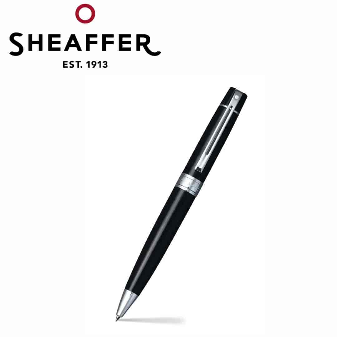 PEN SHEAFFER 300 E9312 GLOSSY BLACK WITH CHROME TRIM M FP