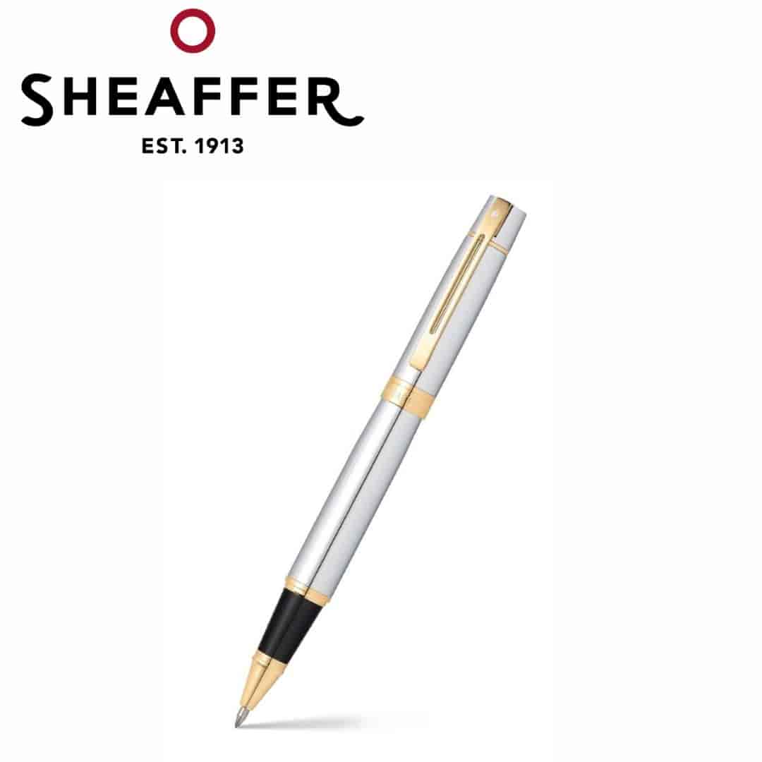 PEN SHEAFFER 300 E9342 BRIGHT CHROME WITH GOLD TONE  TRIM RB