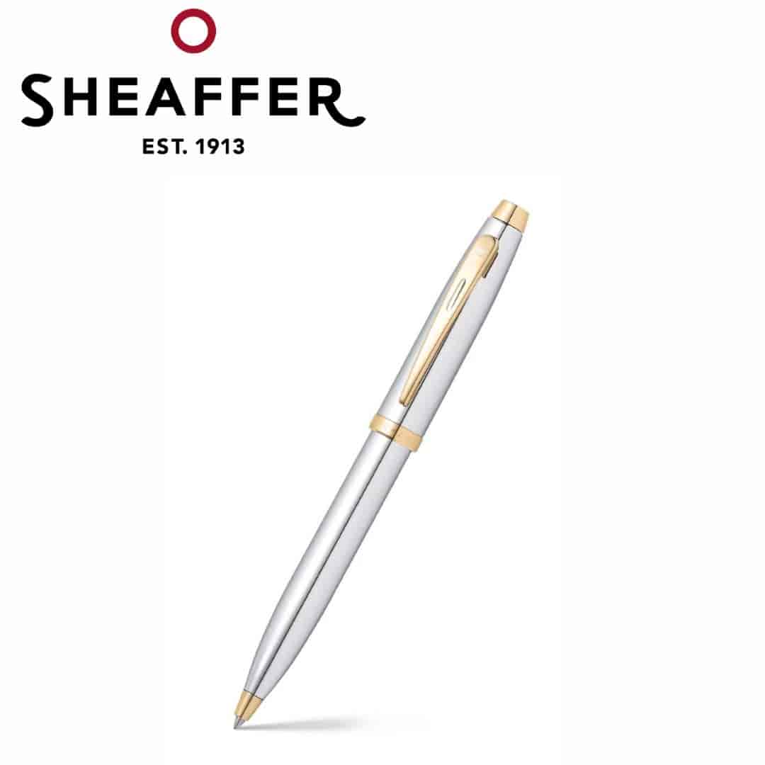 PEN SHEAFFER 100 E9340 BRIGHT CHROME WITH GOLD TONE  TRIM BP