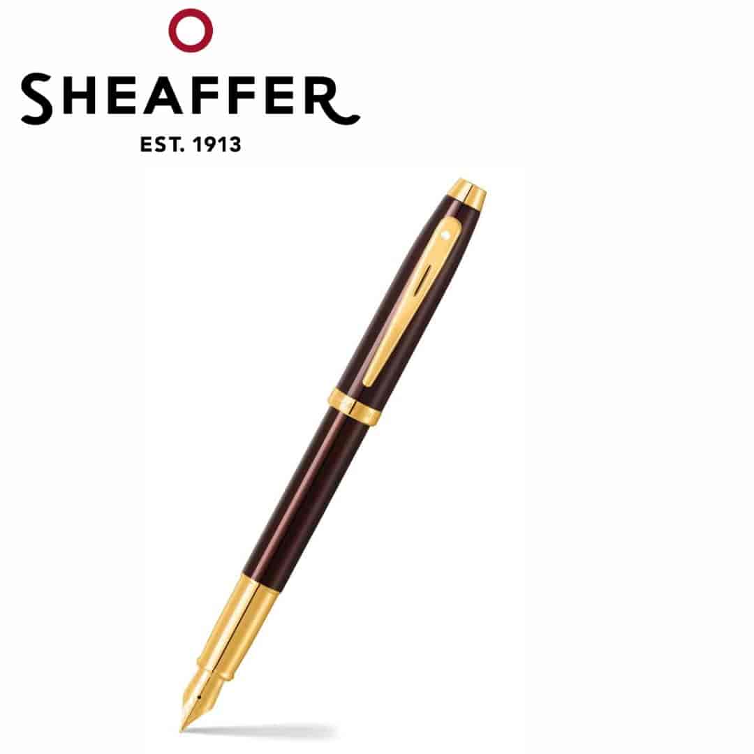 PEN SHEAFFER 100 E9370 COFFEE BROWN WITH PVD GOLD  TRIM BP