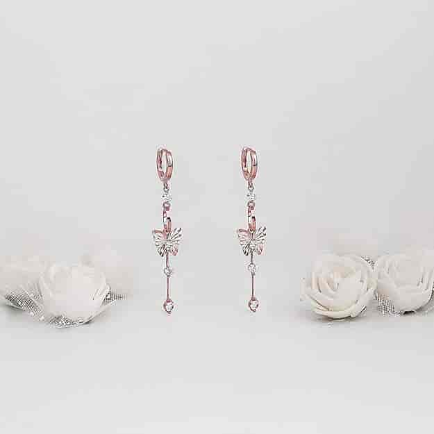 Rose Gold Charming Butterfly Earrings