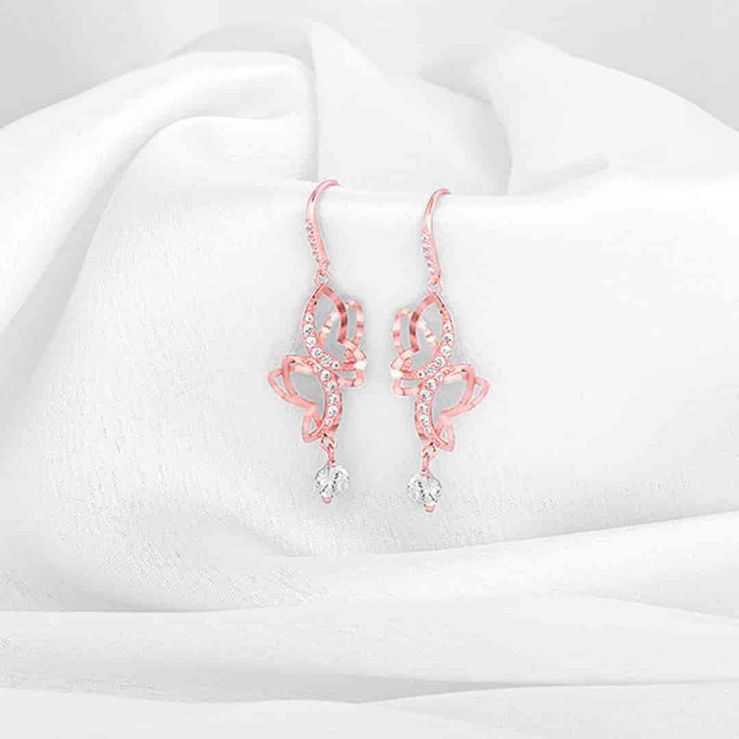Rose Gold Shining Butterfly Earrings