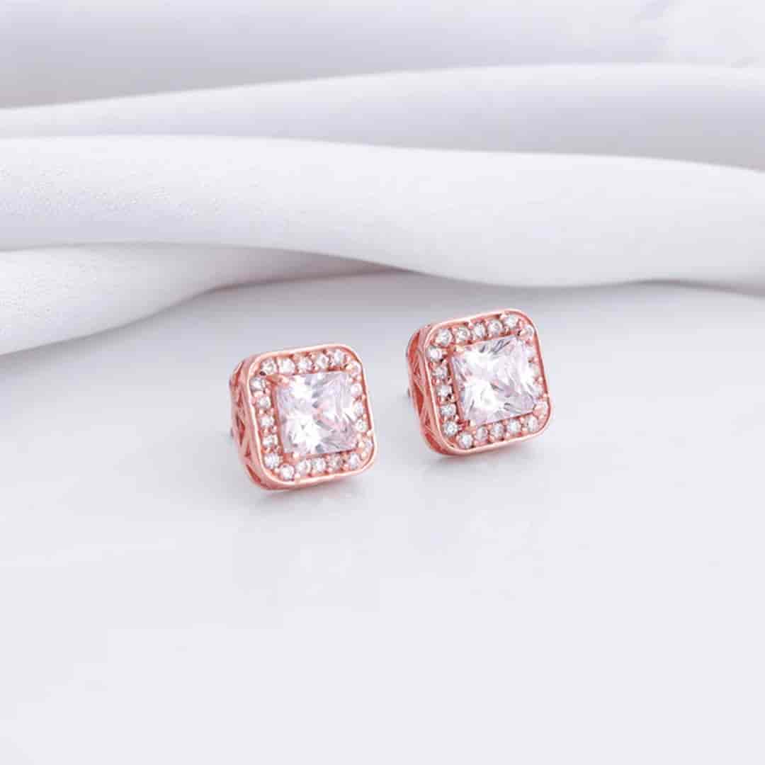 Rose Gold Love Square Earrings