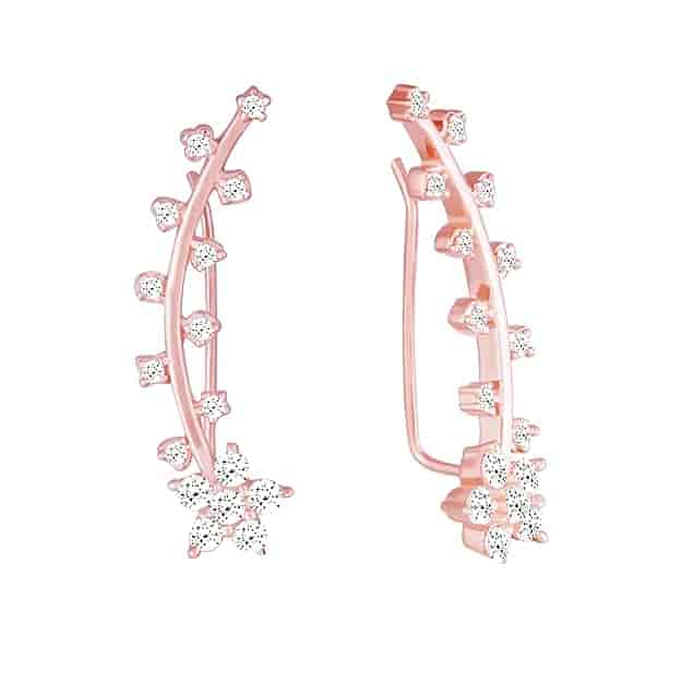 Rose Gold Floral Branch Ear Cuffs