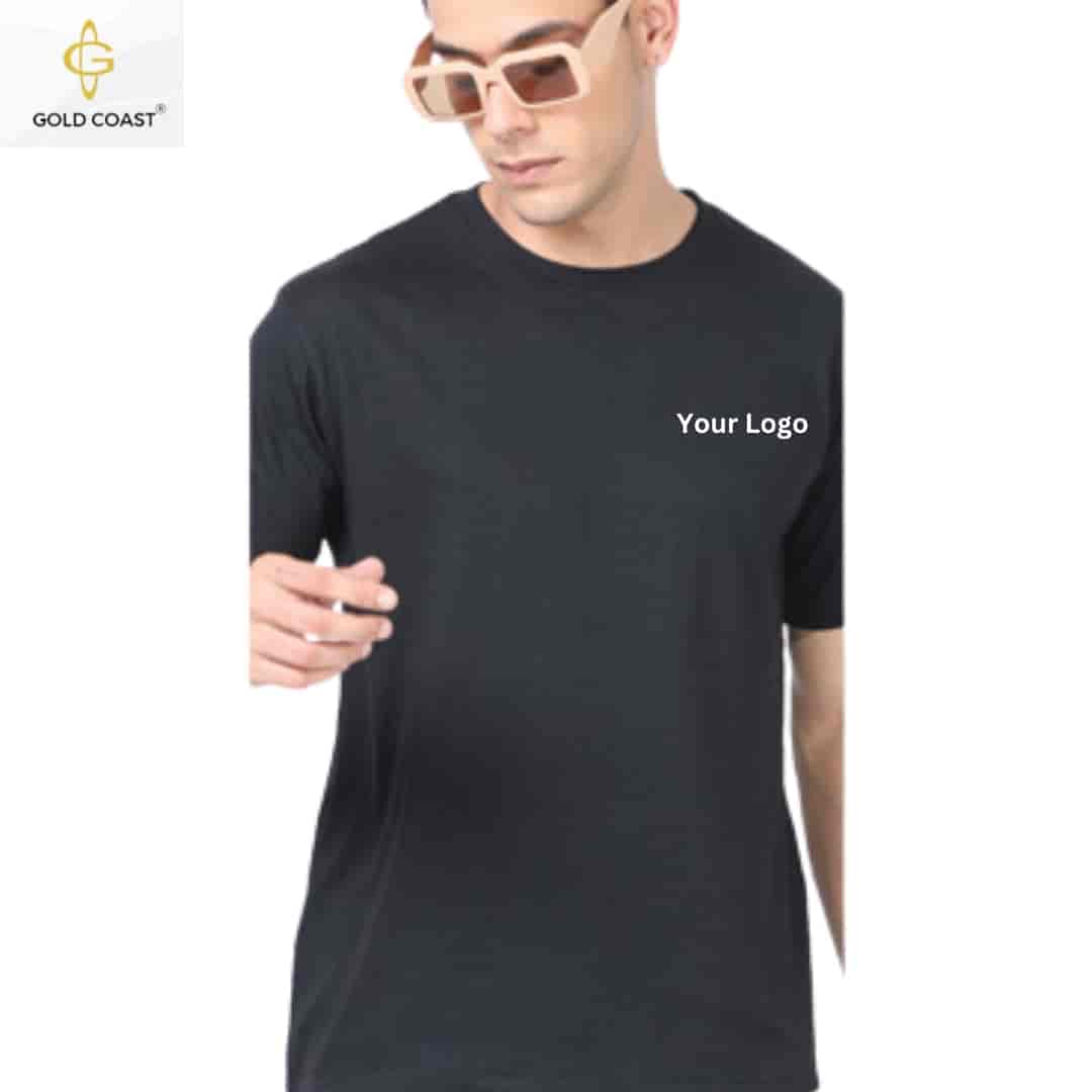 Gold Coast 100% Cotton Round Neck T-Shirt - Black