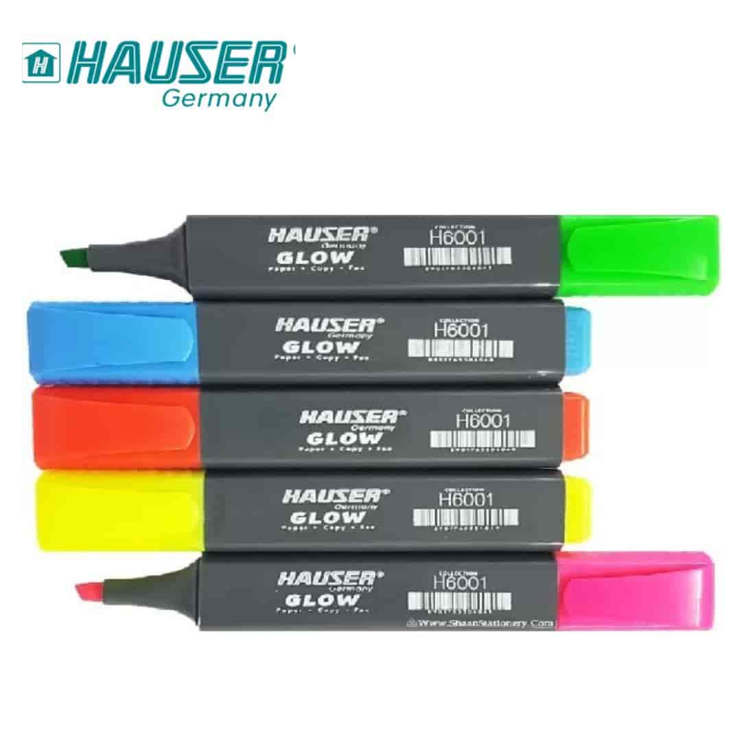Hauser GLOW HIGHLIGHTERPack Of 5(Blue, Orange,Yellow,Green,Pink)