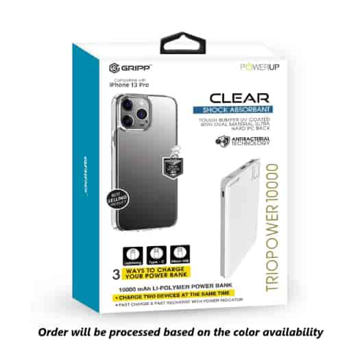 Gripp Clear Case Plus Powerup Trio Power Bank For Iphone 13 Pro 