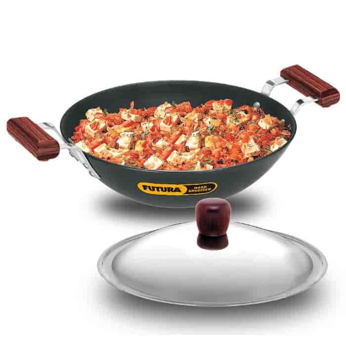 Hawkins Futura 3.75L Hard Anodised Induction Kadai With Stainless Steel Lid