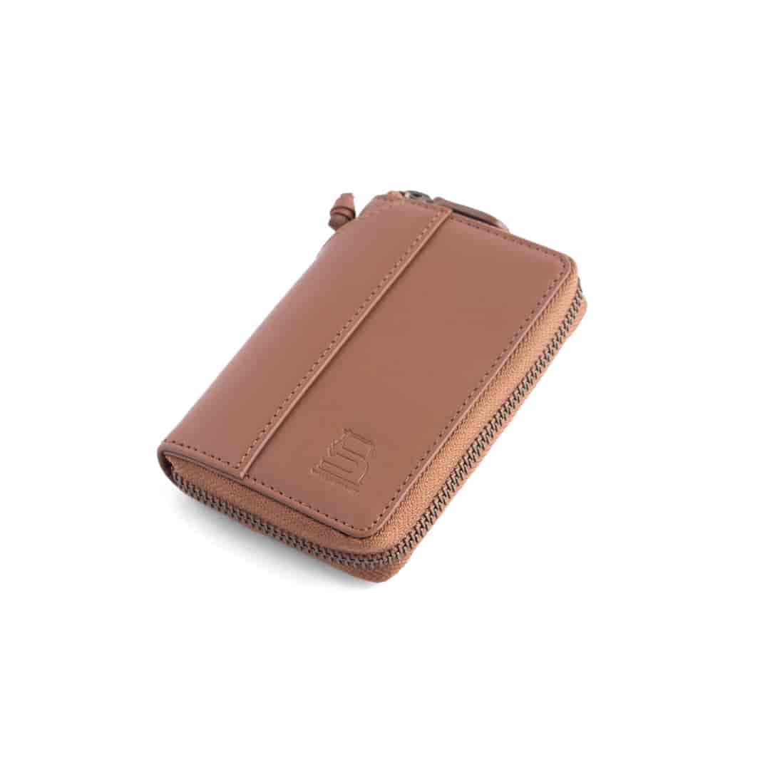 Leather Chef Compact Zipper Wallet TAN