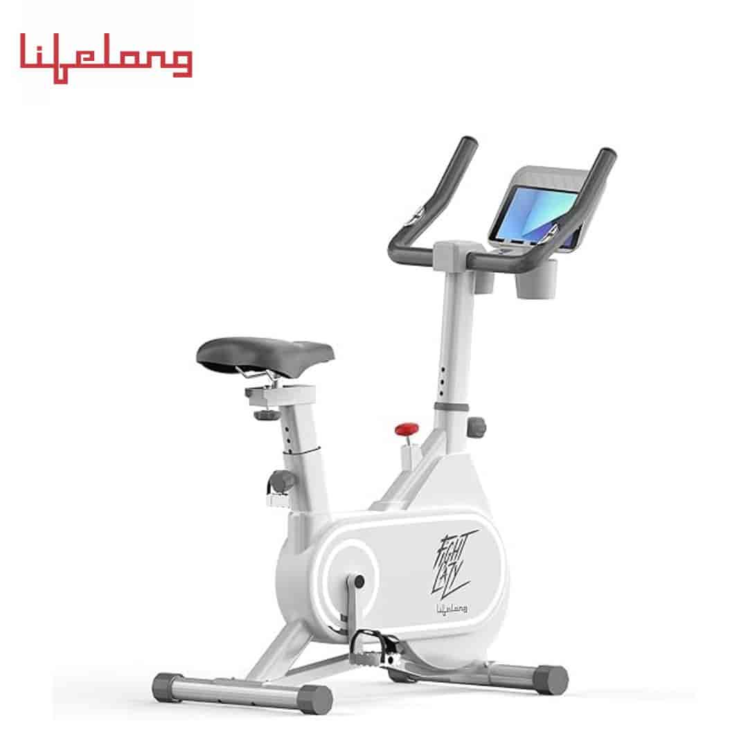 Lifelong Fit Pro Spin Fitness Bike with 6Kg Flywheel, Adjustable Resistance & Heart Rate Sensor for Fitness at Home Workouts (Max Weight Capacity: 100 kg) - Free Home Installation (LLSBB49, White)