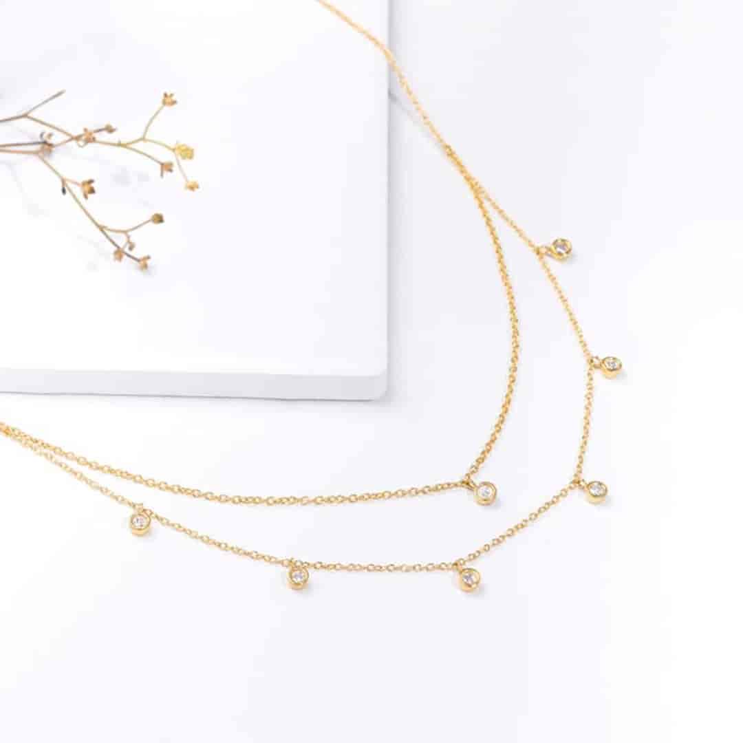 Golden Dual Layer Zircon Necklace