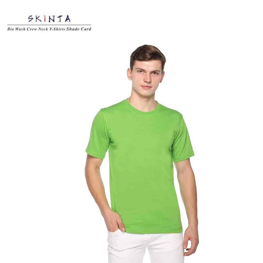 PIKMEE Men's SKINTA Crew T Shirt Parrot Green