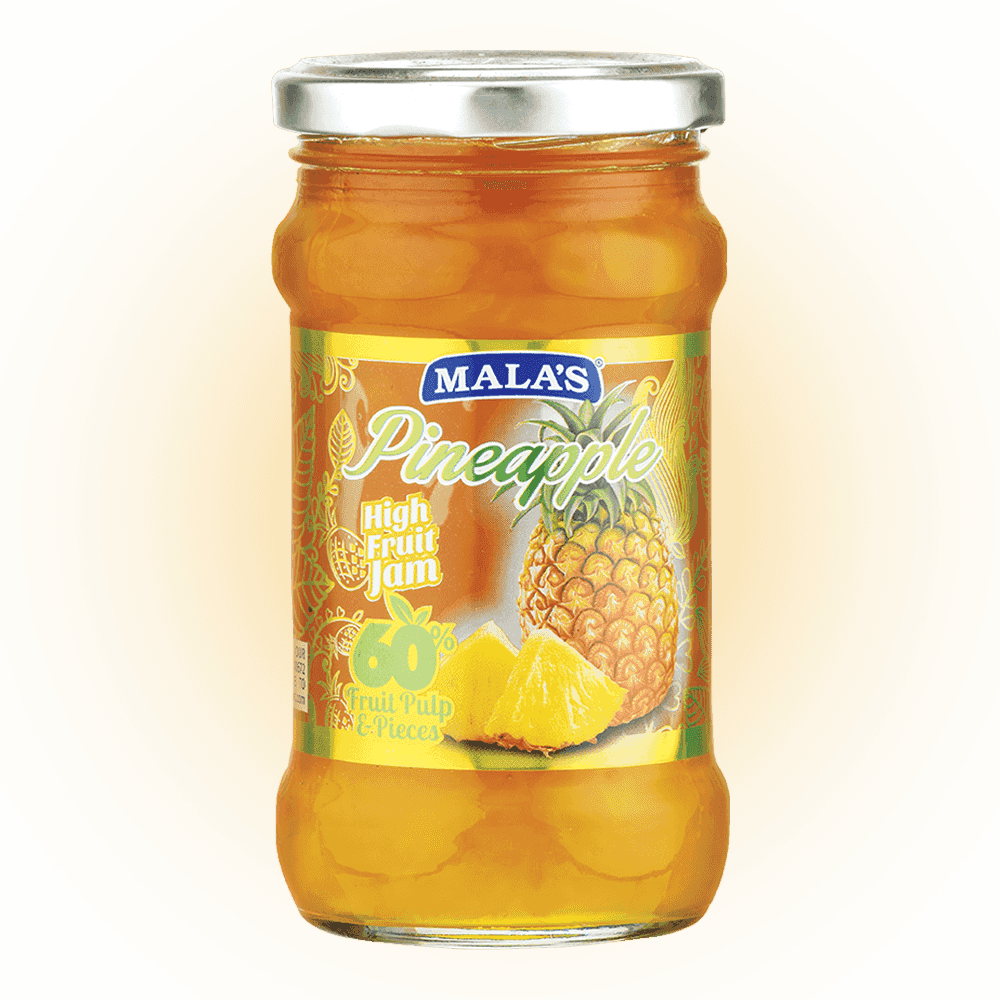 Mala's Pineapple High Fruit Jam 350gm Glass Bottle