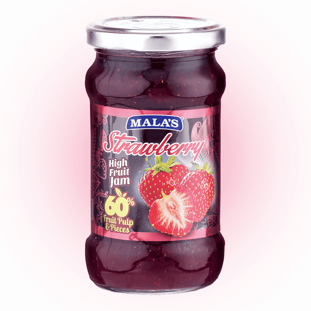 Mala's Strawberry High Fruit Jam 350gm Glass Bottle