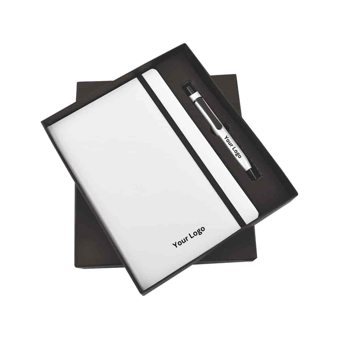 White Elastic Pen & Diary Set