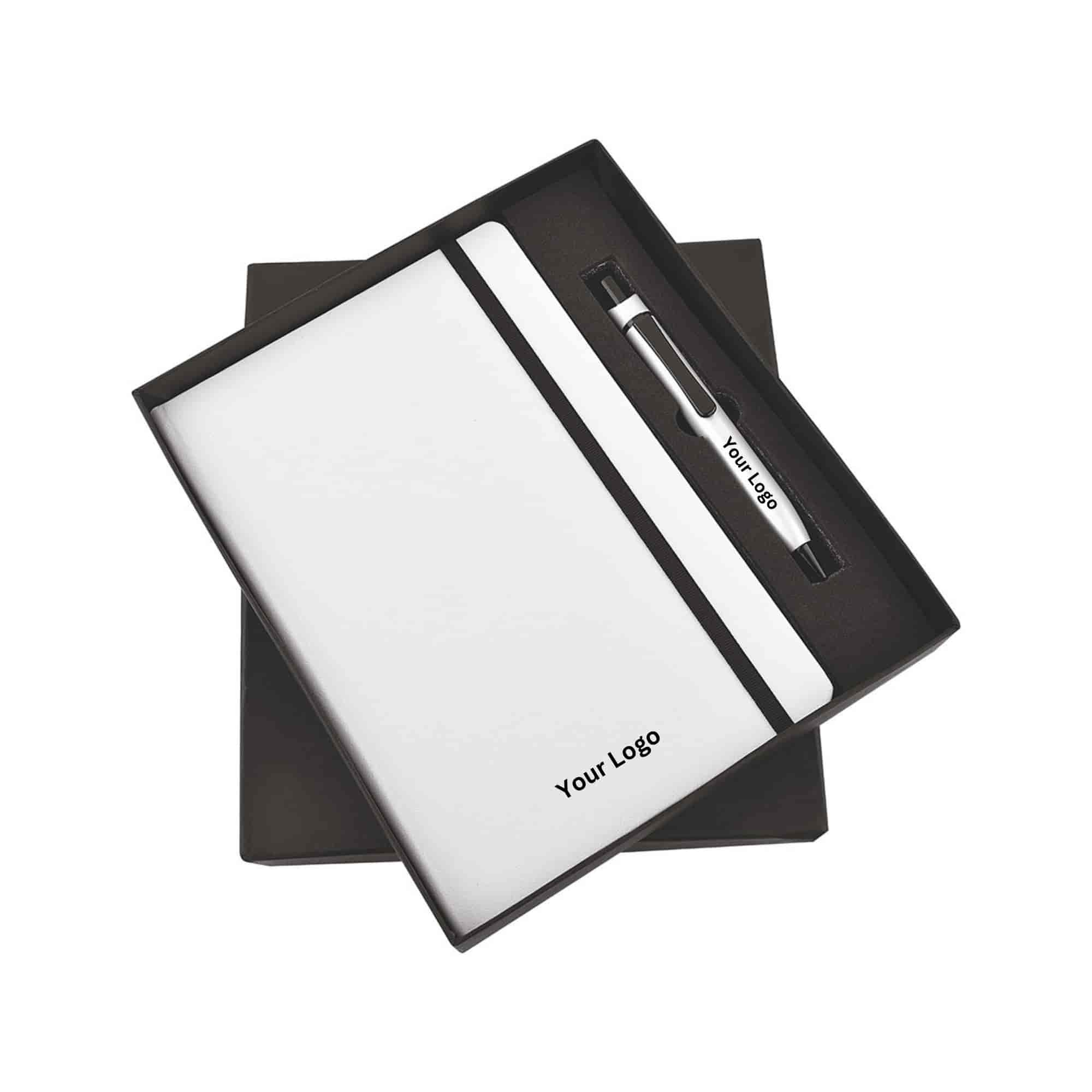 White Elastic Pen & Diary Set