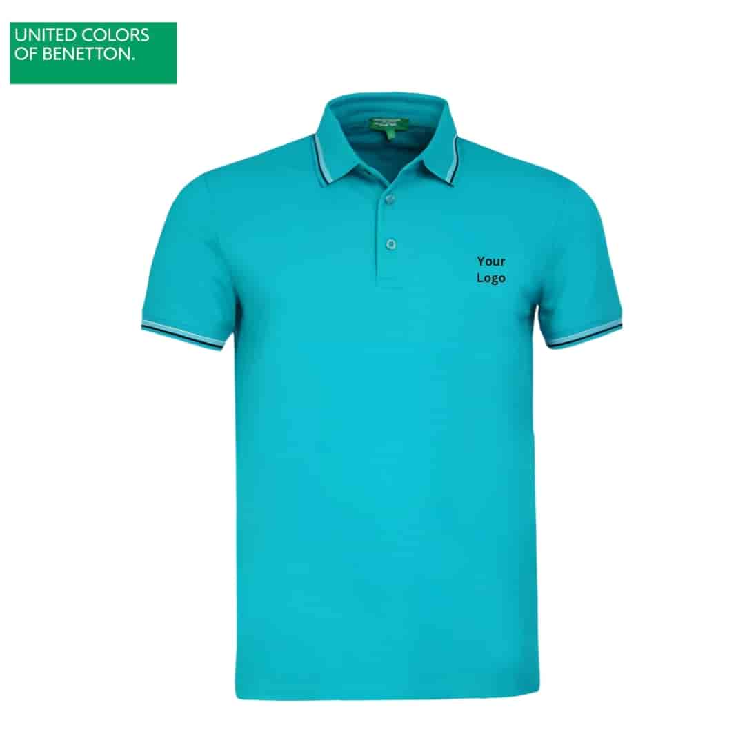 United Colors of Benetton Men's Green Lycra Polo T-Shirt