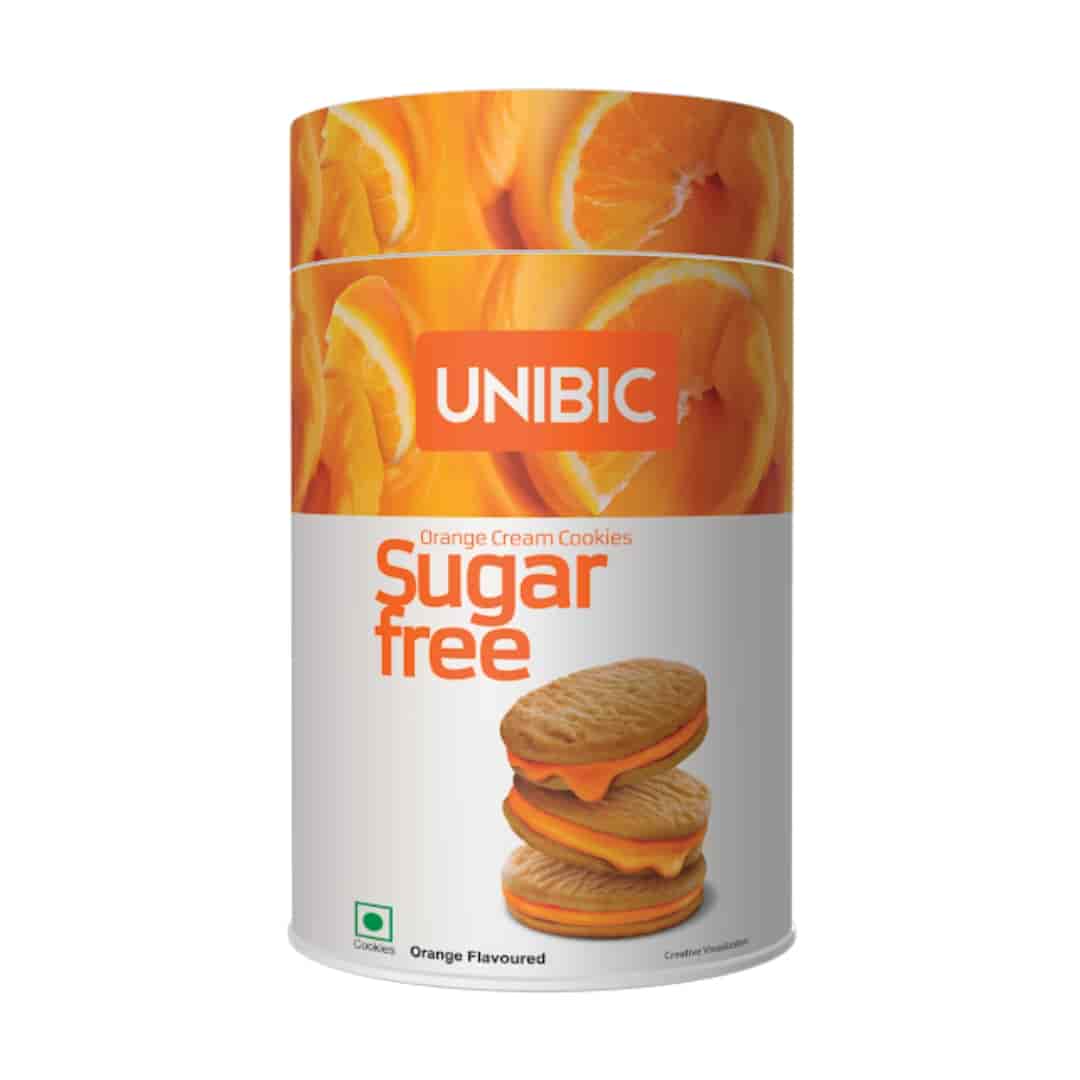 Unibic Orange Sugar-Free Cream Cookies | Zesty Orange Cream Treat 150 Grams