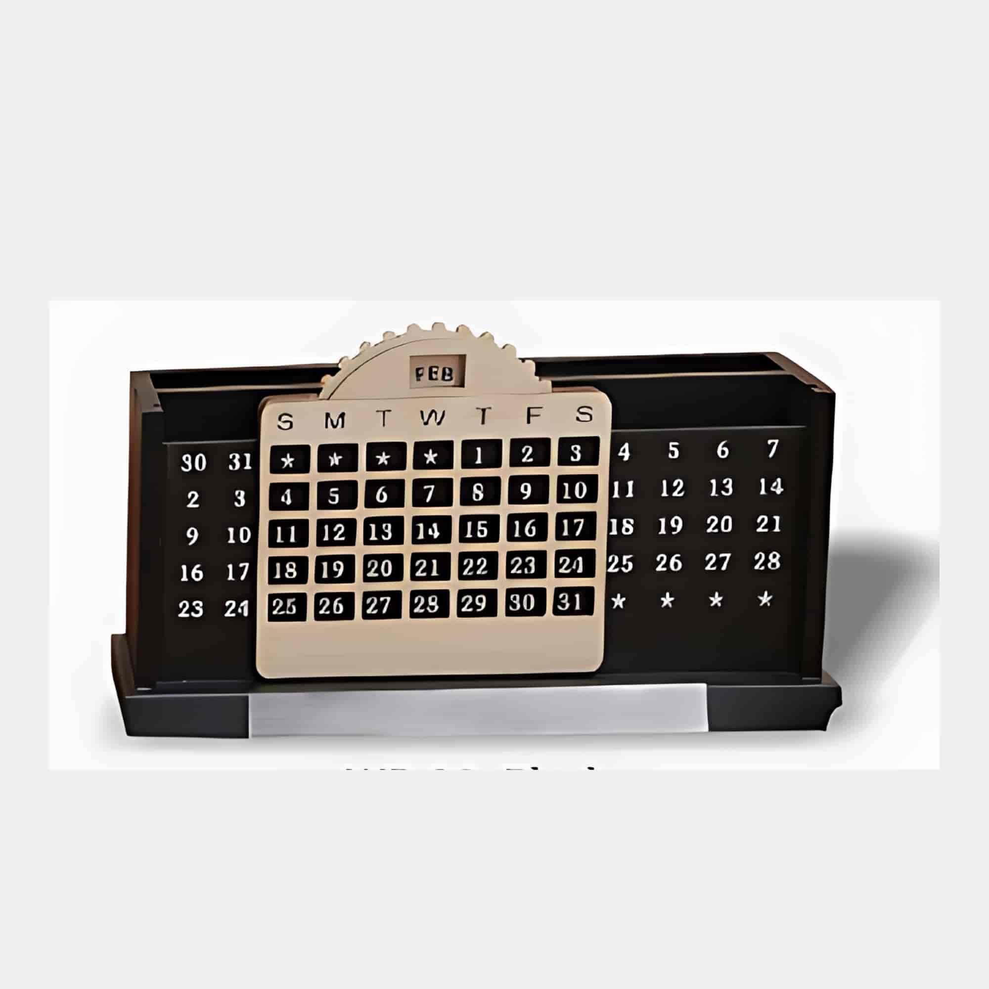 Black Desk Organizer with Calendar Display
