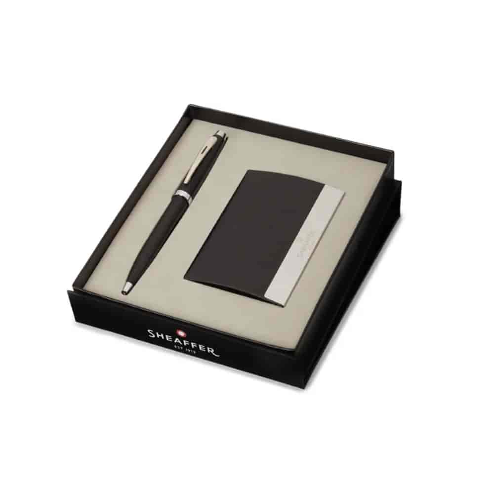 Sheaffer Gift Set 100 Ballpoint Pen &Card Holder Matt Black