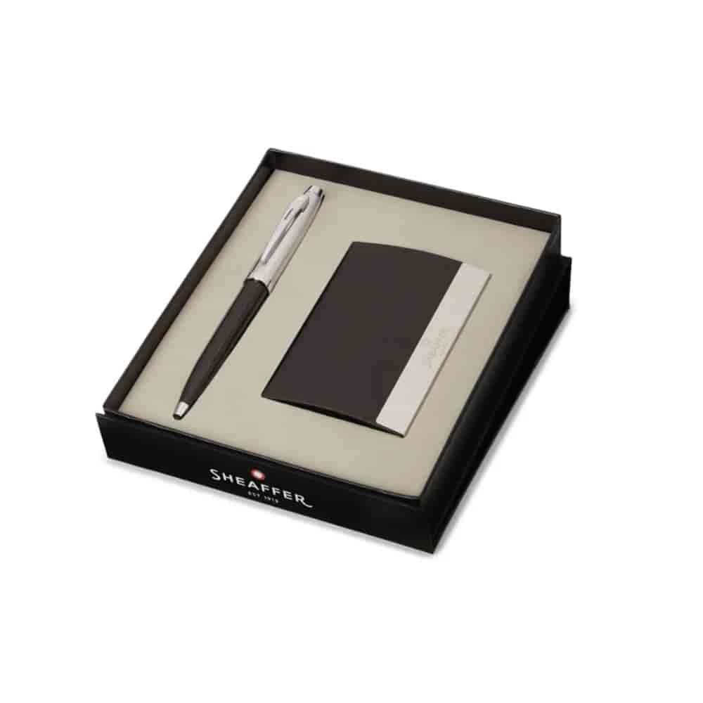 Sheaffer Gift Set 100 Ballpoint Pen &Card Holder Glossy Black