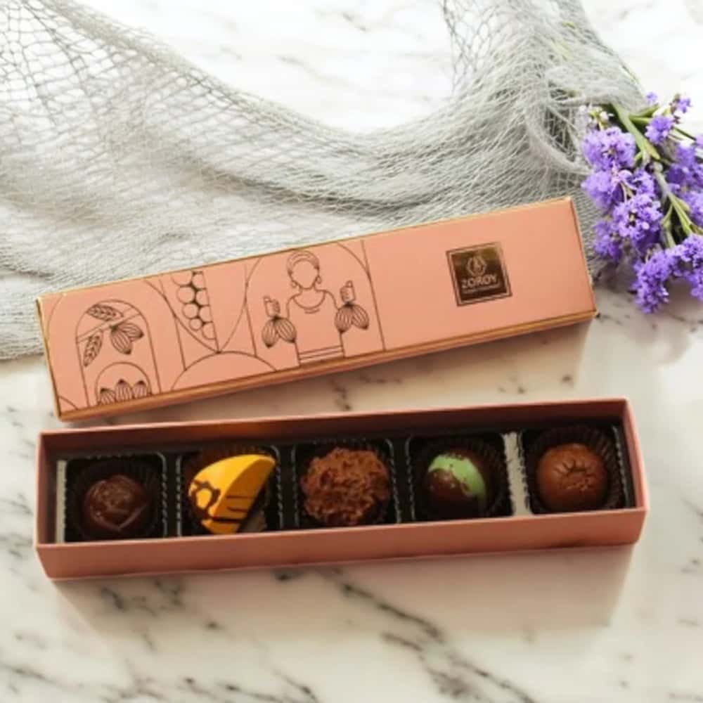 Zoroy Luxury Chocolate Box Of 5 Pure Couverture Chocolat