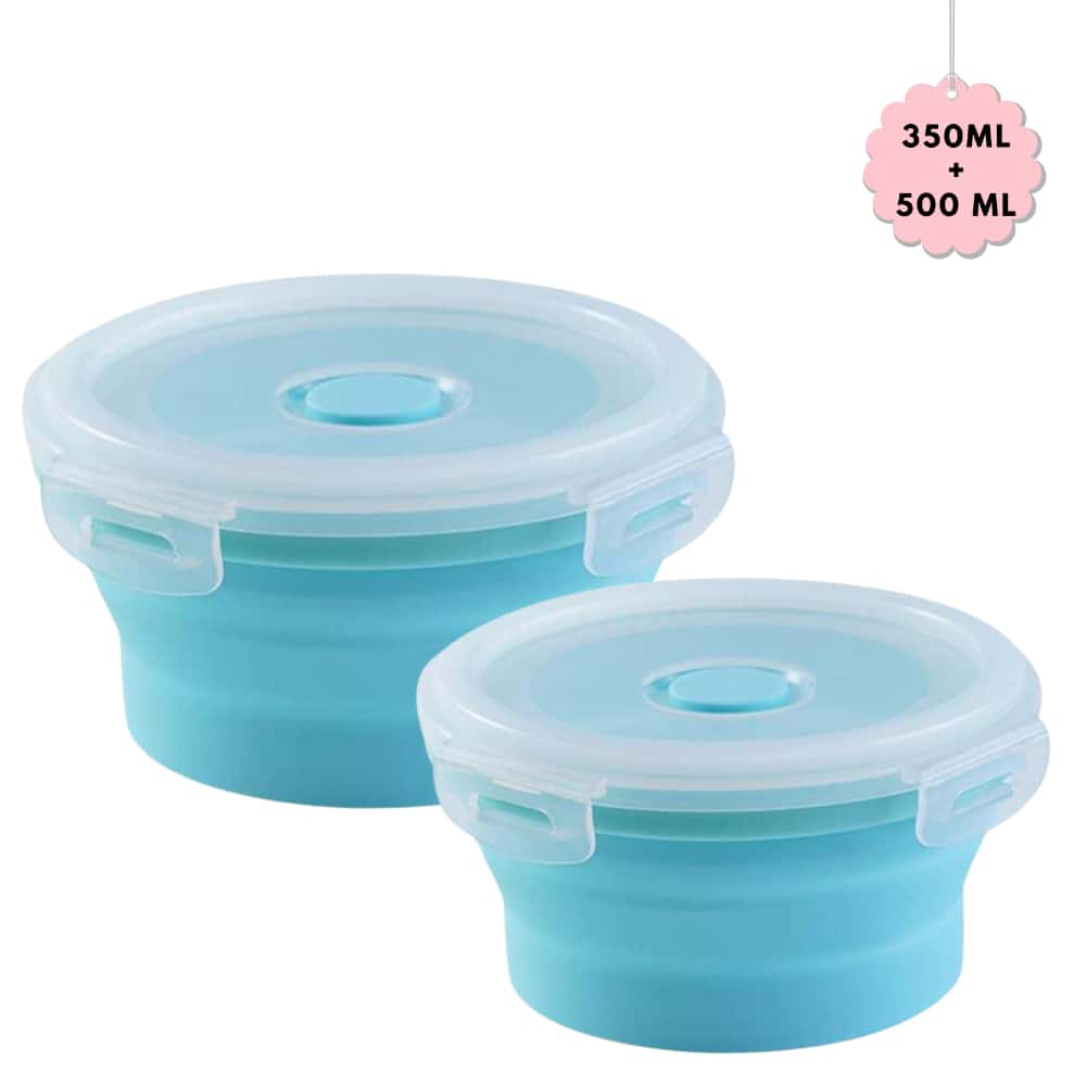 Kairos Silicone Collapsible Container Set Of 2(350 Ml +500 Ml)