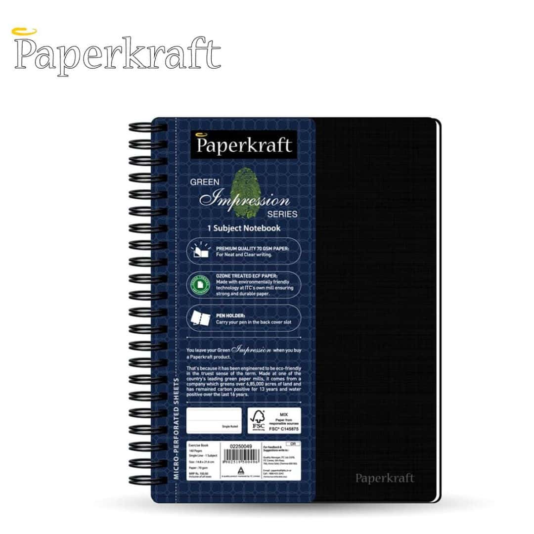 Paperkraft Green Impression Wiro Notebook Single Ruled PP Cover 160Pg(176X250)
