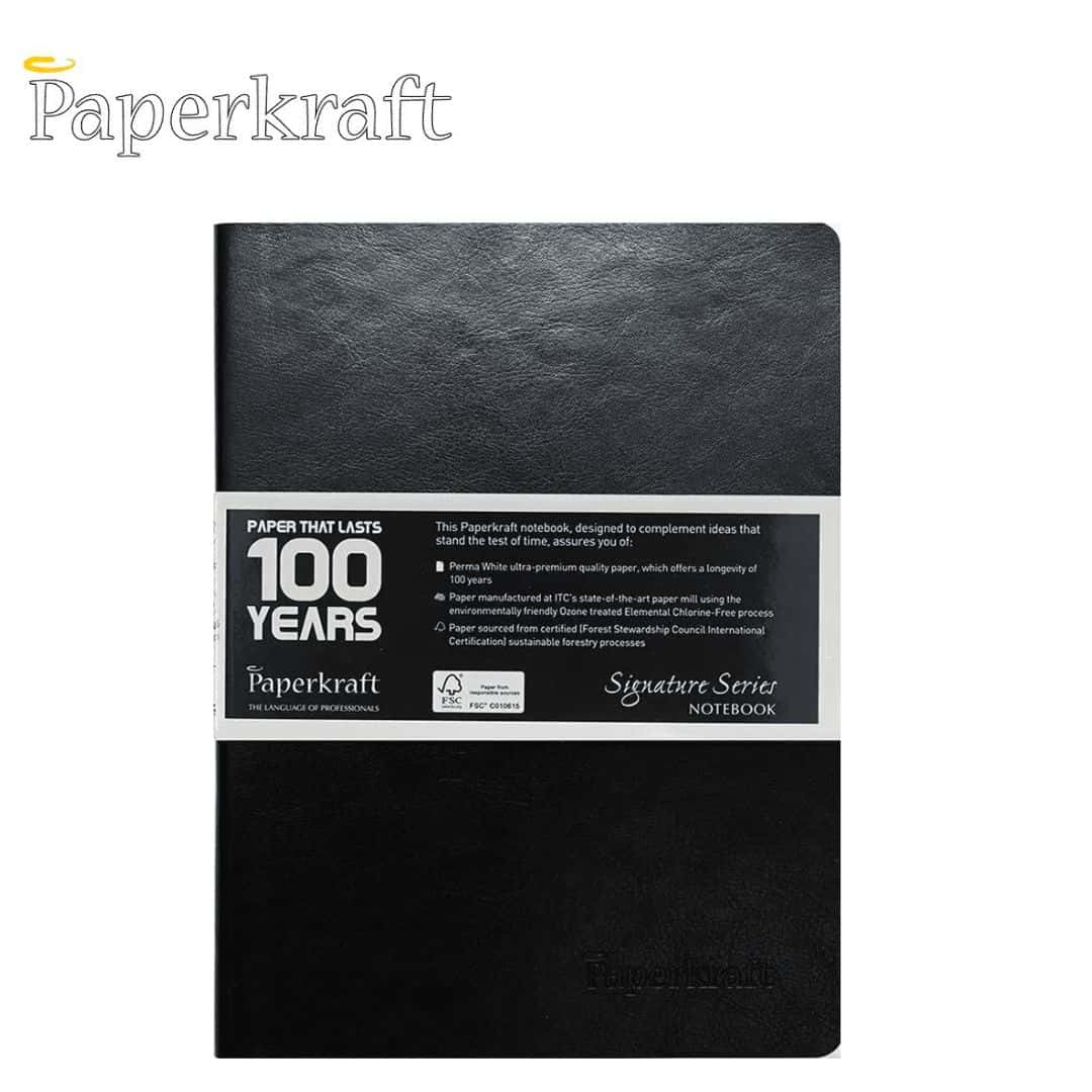 PaperKraft Signature Series Soft Black Cover Unruled Note Book 160Pg(165X95)