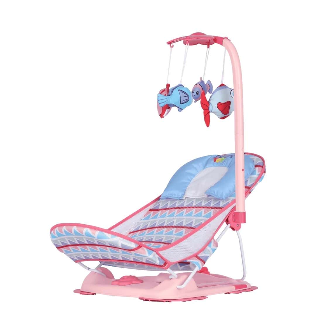 Steelbird Anti Skid Compact Comfy Baby Bather With Toys-Pink