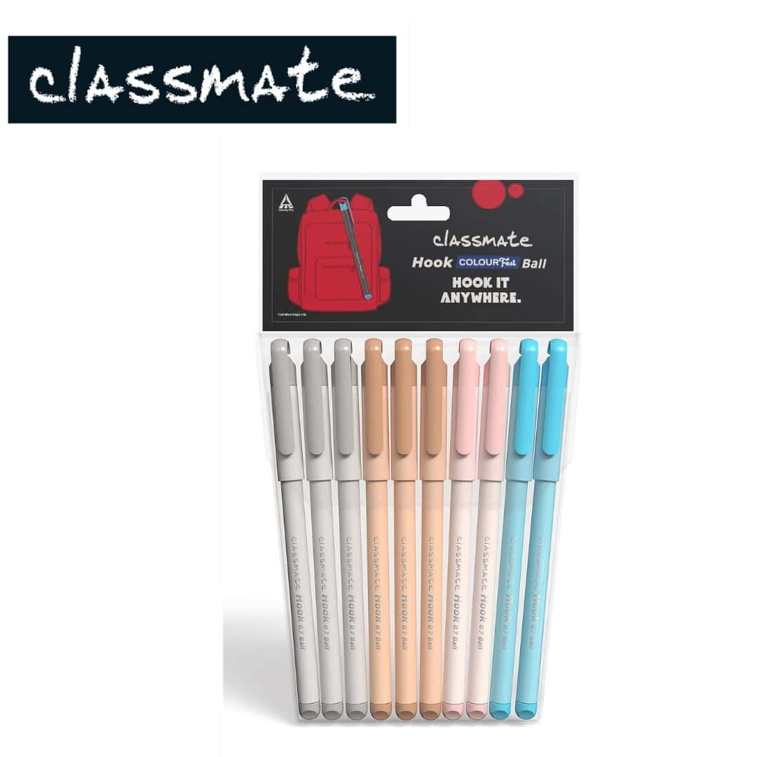 Classmate Hook Ball Pen Blue (Pack Of 10)