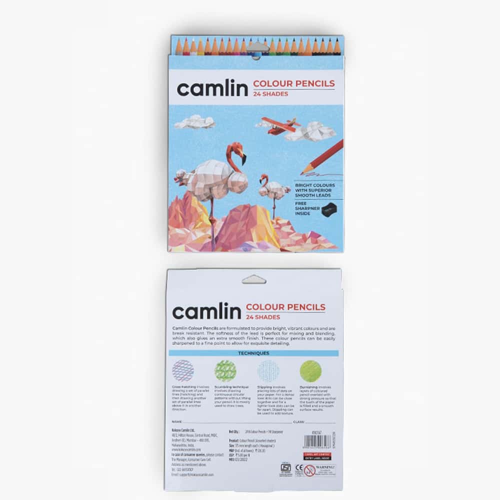 Camlin Colour Pencils 24 Shades with Sharpener Full Size