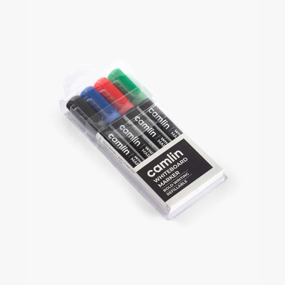 Camlin Whiteboard Markers Assorted Pouch Of 4 Shades