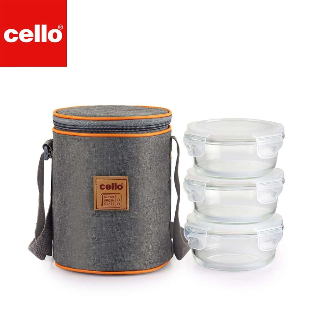 Royale Round Glass Lunch Box 3Pcs Set