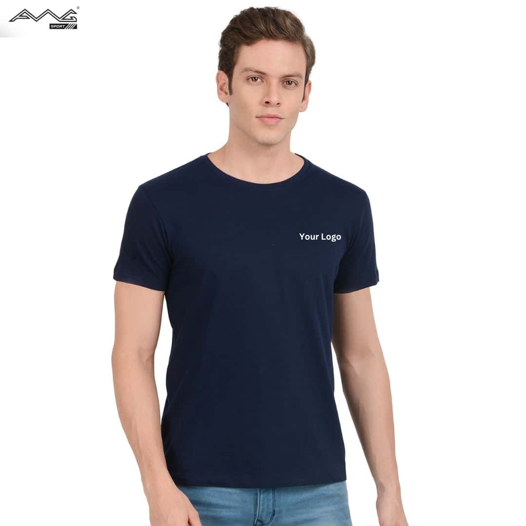 Awg Cotton Round Neck Super Bio T Shirt Navy Blue