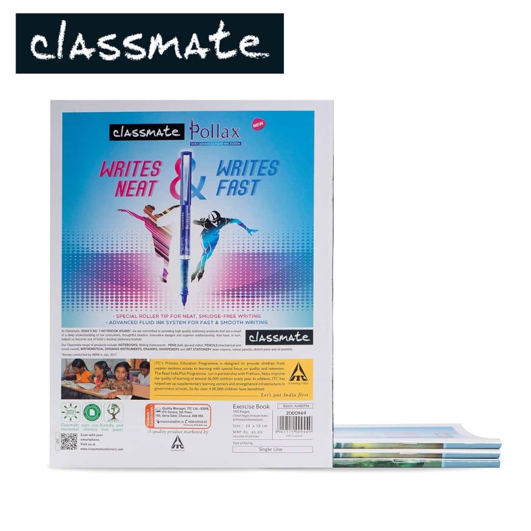 Classmate Hard  Bounded Single Line Long Note Book 360Pg (297X210mm)