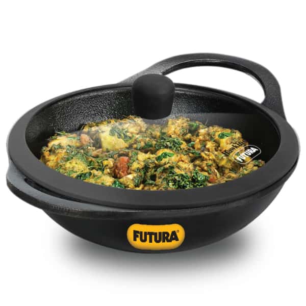 Hawkins Futura 2L Cast Iron Nonstick Kadai with Glass Lid