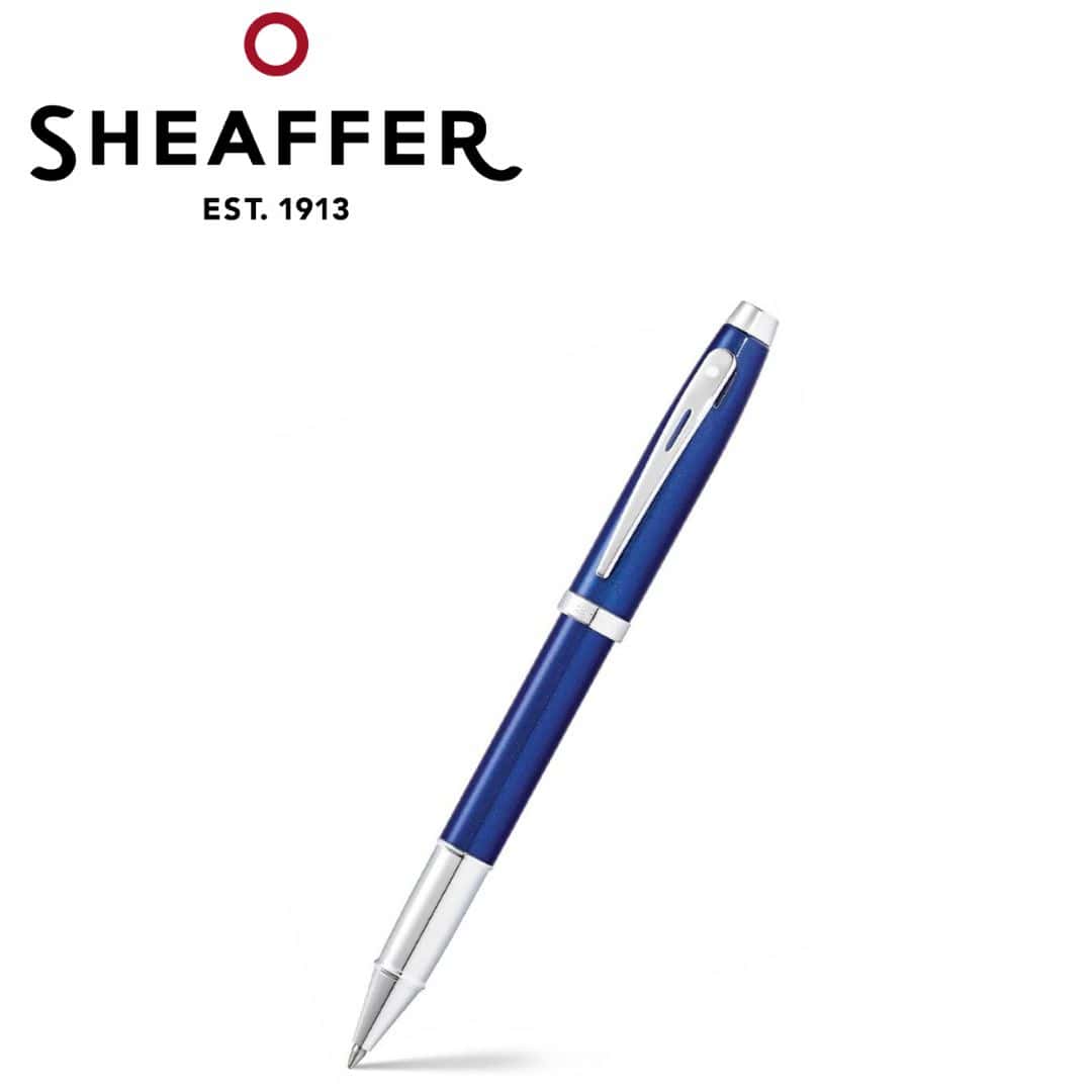 PEN SHEAFFER 100 E9339 GLOSSY BLUE WITH CHROME TRIM M FP