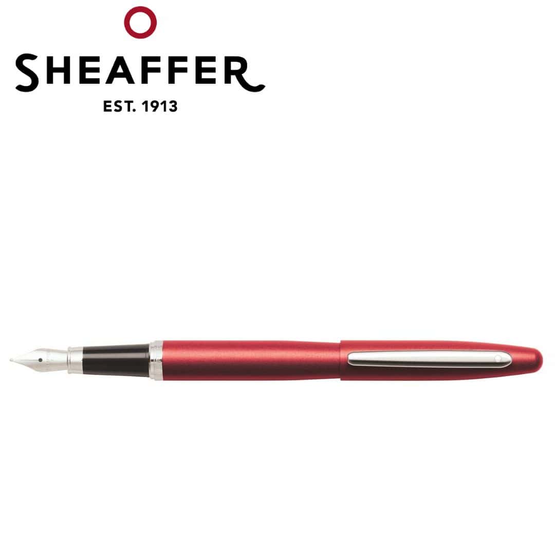PEN SHEAFFER VFM E9403 EXCESSIVE RED WITH CHROME TRIM M FP